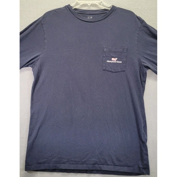 Vineyard Vines Long Sleeve Pocket T Shirt Men's Medium Blue Cotton‎ Pink Whale - Picture 1 of 7